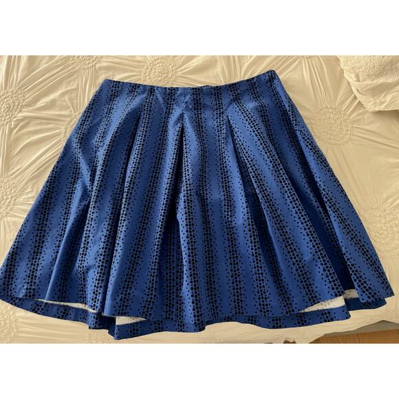 Lane Bryant Blue Skirt Sz 22 Black Polka Dots Knee Length Full Skirt - Picture 1 of 8
